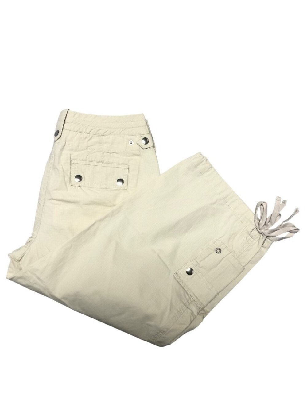 Petite Sophisticate Crop Pants Womens Size 6P Beige Drawstring Hem Pants